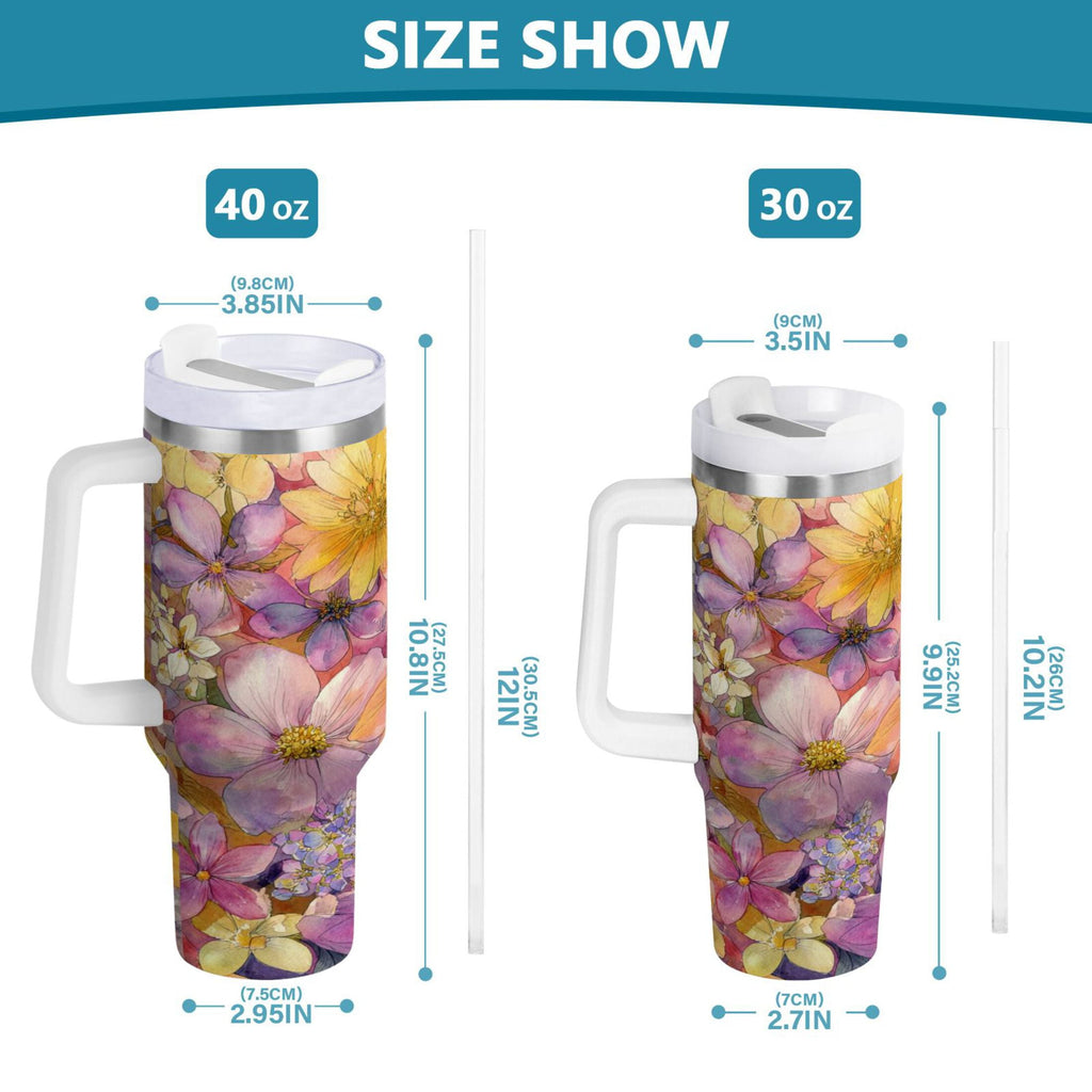 30 oz Insulated Stainless Steel Tumbler Double Wall Stainless Steel Tumbler with 2-Way Drinking Summer Blossoms C540G