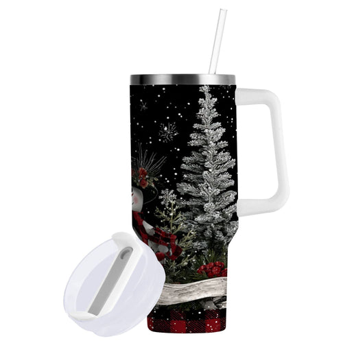30 oz Insulated Stainless Steel Tumbler Double Wall Stainless Steel Tumbler with 2-Way Drinking Christmas Snowman C583N