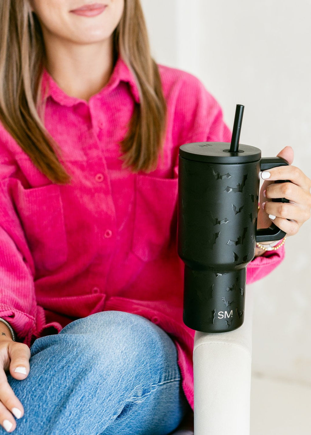 Simple Modern 30 fl oz Insulated Stainless Steel Trek Tumbler with Straw Lid | Seaglass Sage and Cream Checkmate C690P
