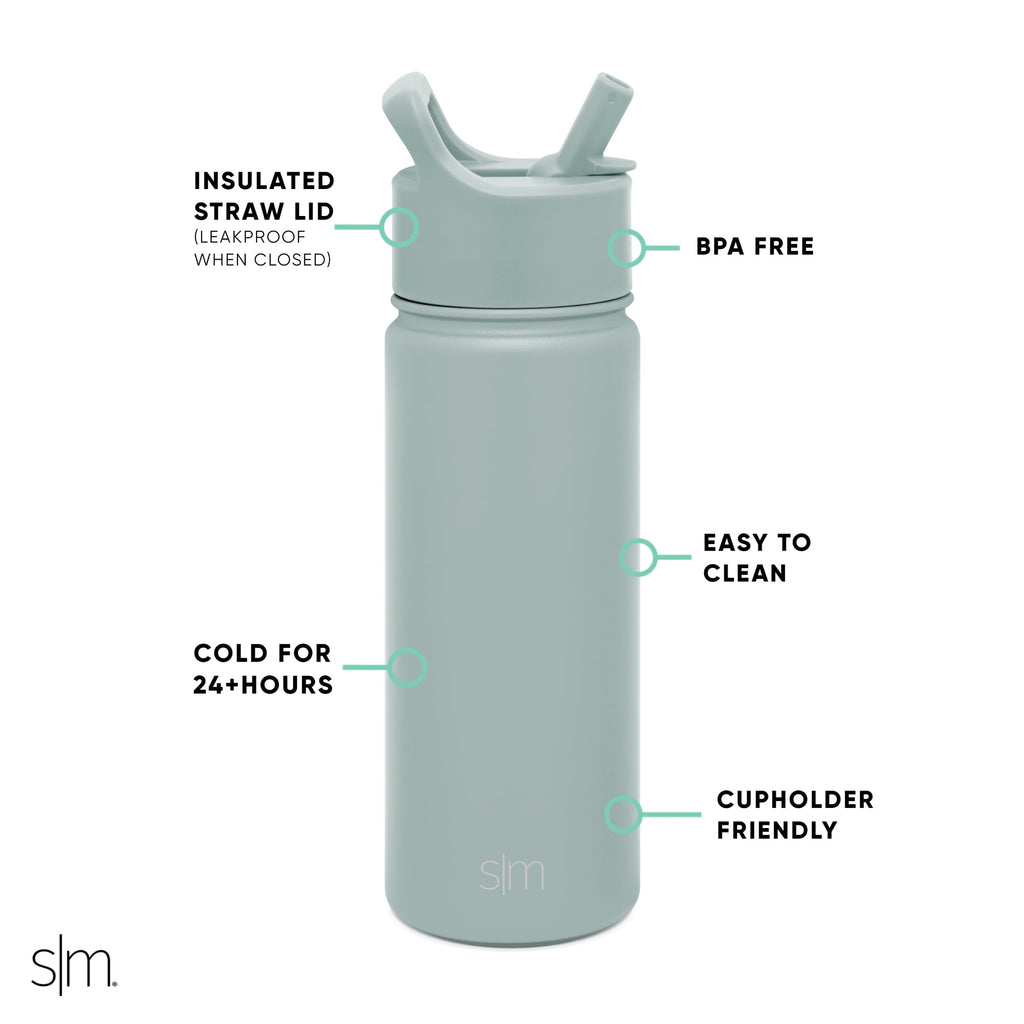 Simple Modern Summit Water Bottle Straw Lid Vacuum Insulated Stainless Steel Bottle | 18 fl oz C685H