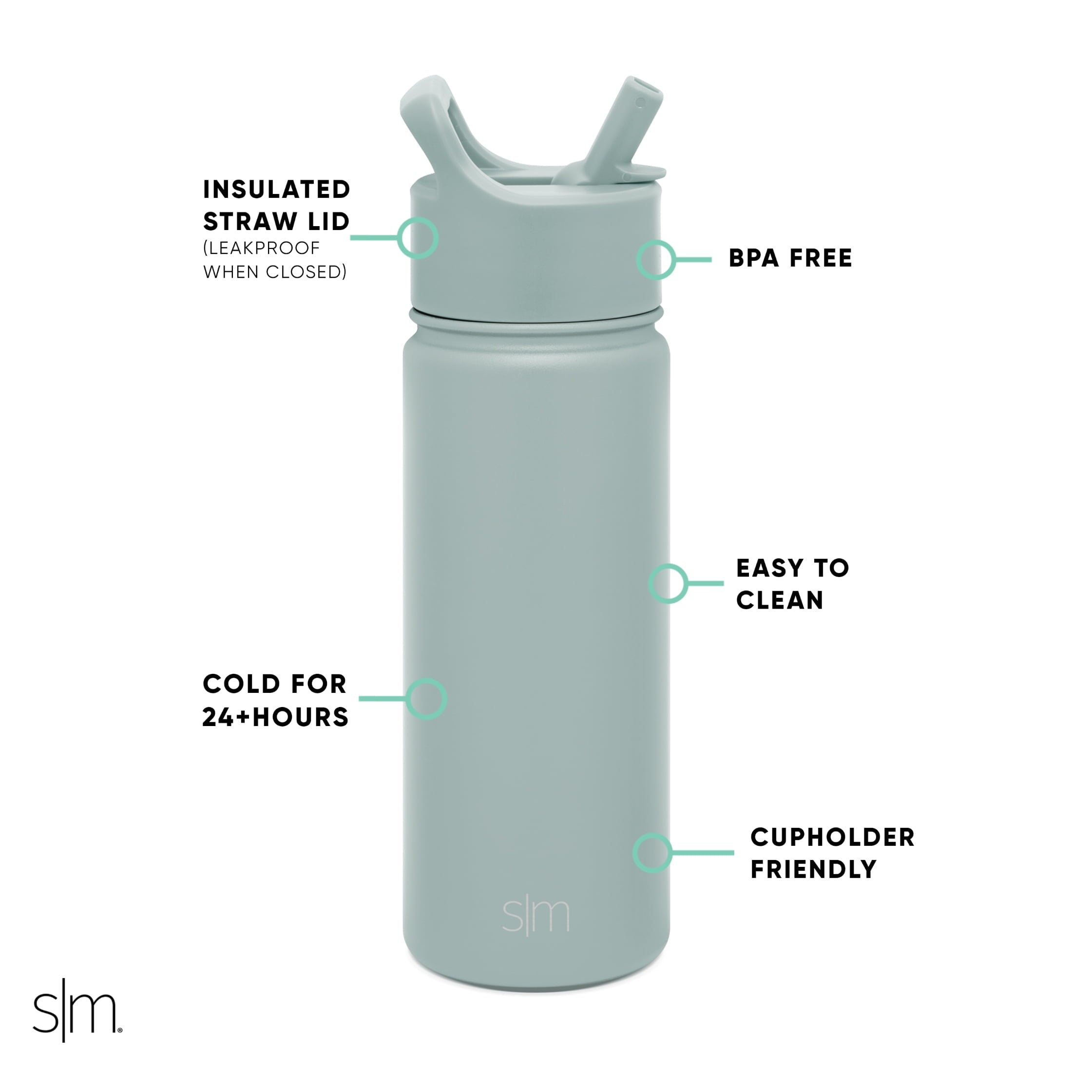 Simple Modern Summit Water Bottle Straw Lid Vacuum Insulated Stainless Steel Bottle | 18 fl oz C685H