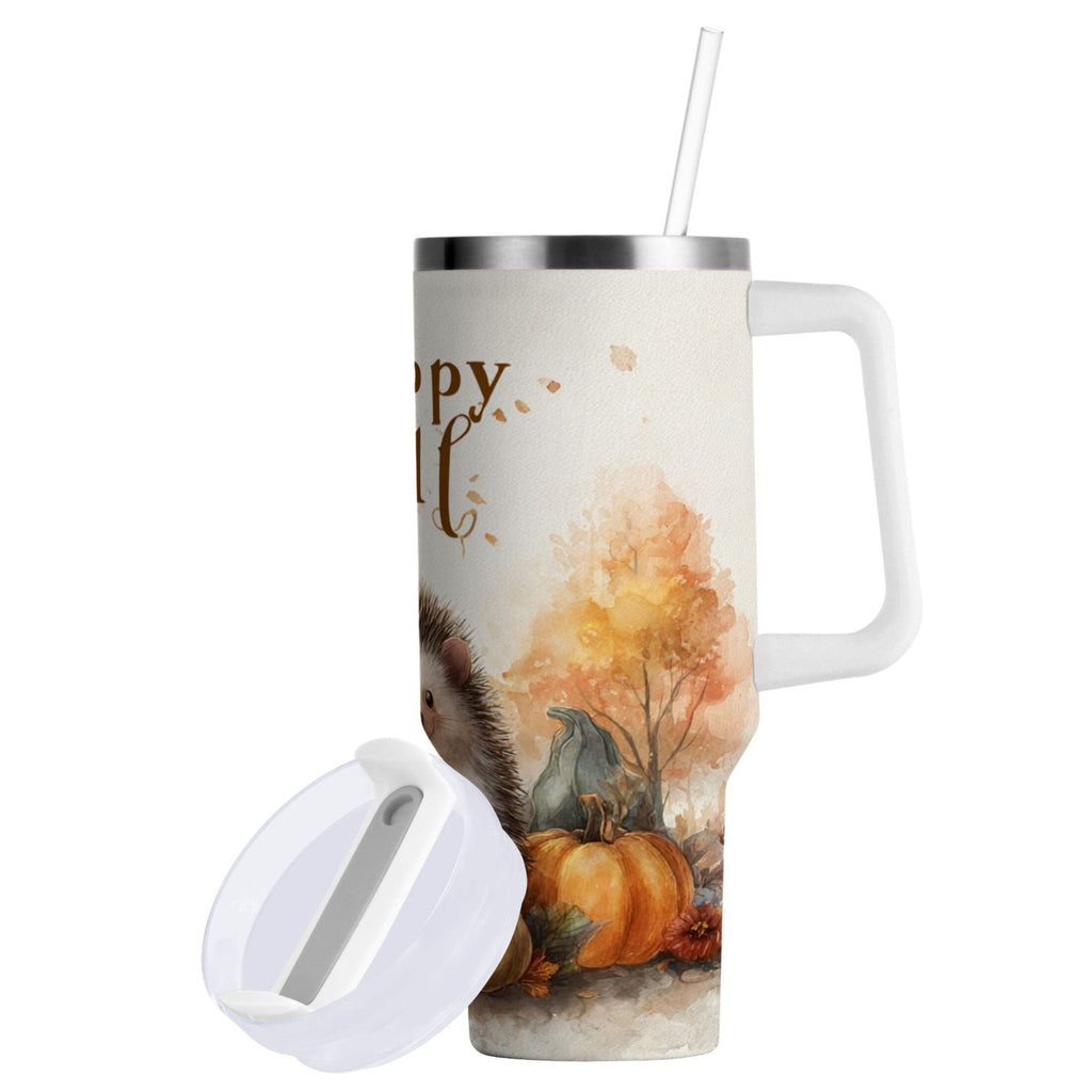 30 oz Insulated Stainless Steel Tumbler Double Wall Stainless Steel Tumbler with 2-Way Drinking Cute Little Hedgehog C625E