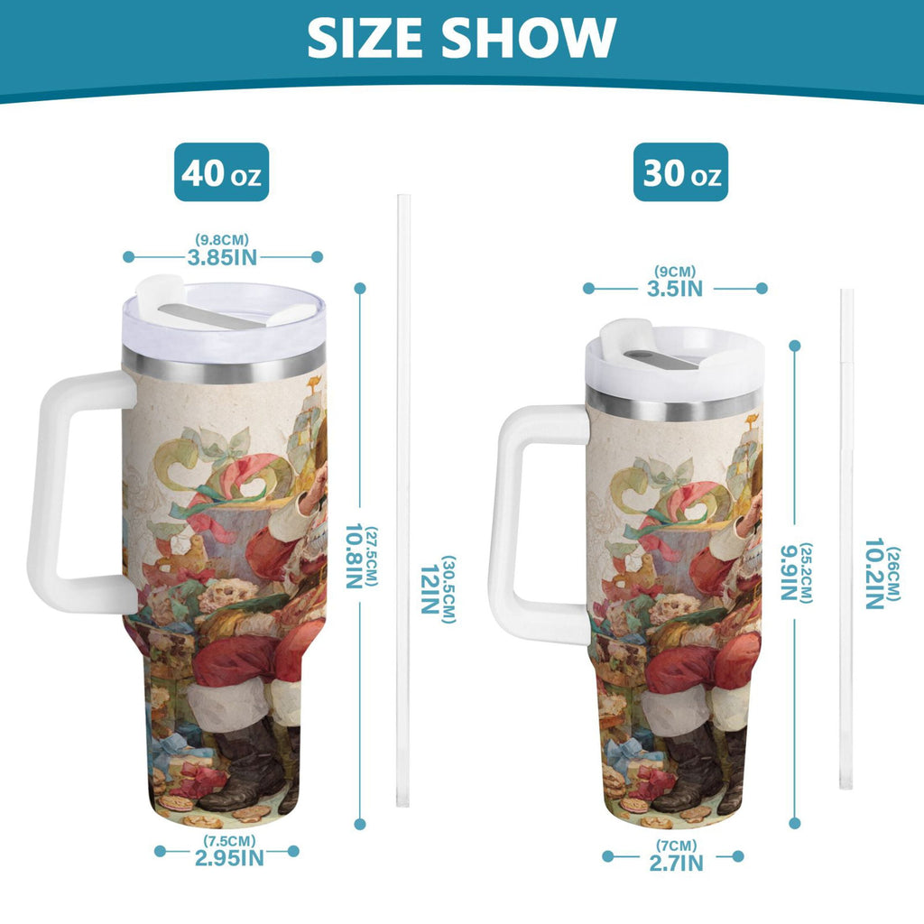 30 oz Insulated Stainless Steel Tumbler Double Wall Stainless Steel Tumbler with 2-Way Drinking Santa Claus Sitting in Chair C682L