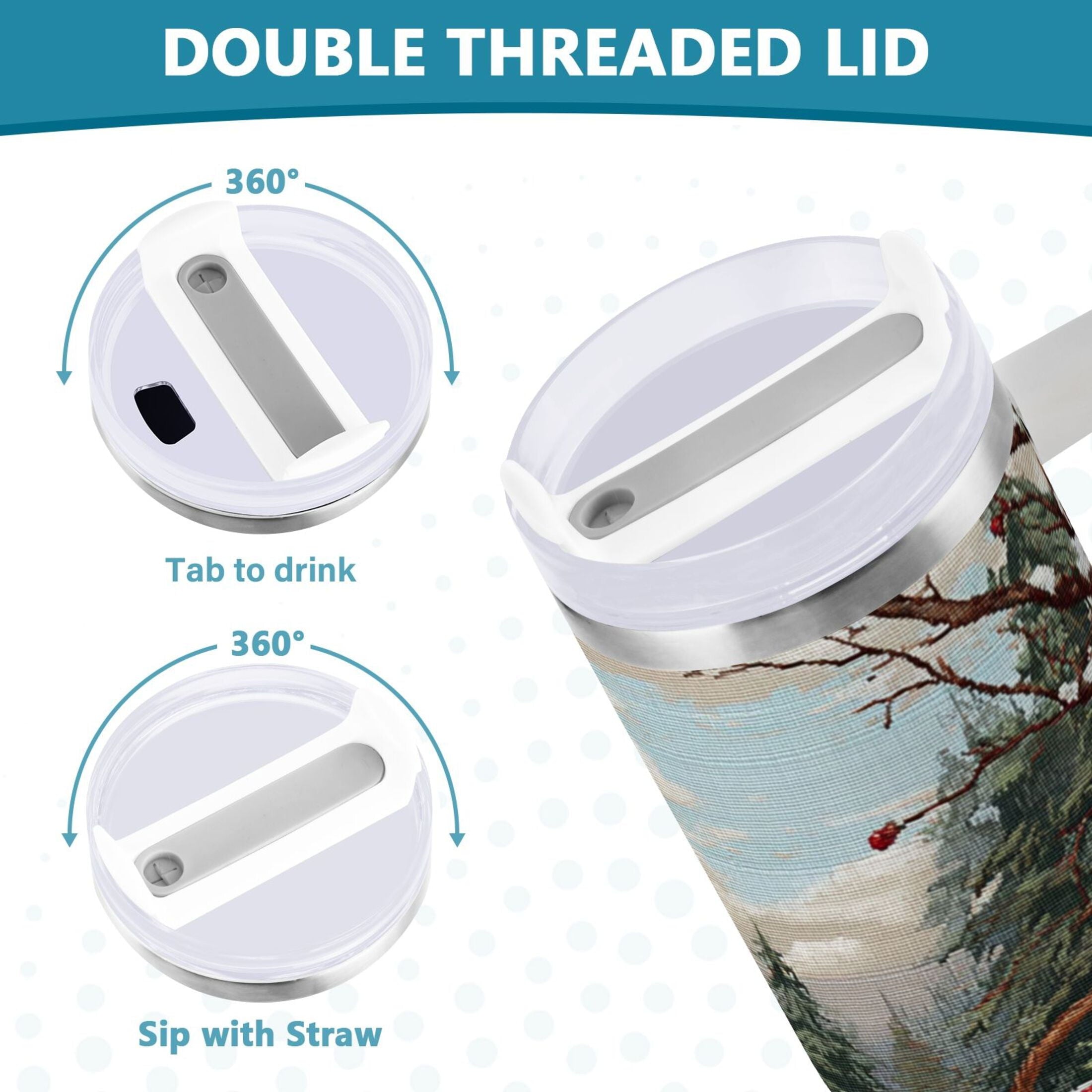 30 oz Insulated Stainless Steel Tumbler Double Wall Stainless Steel Tumbler with 2-Way Drinking Apples and Baskets C529T