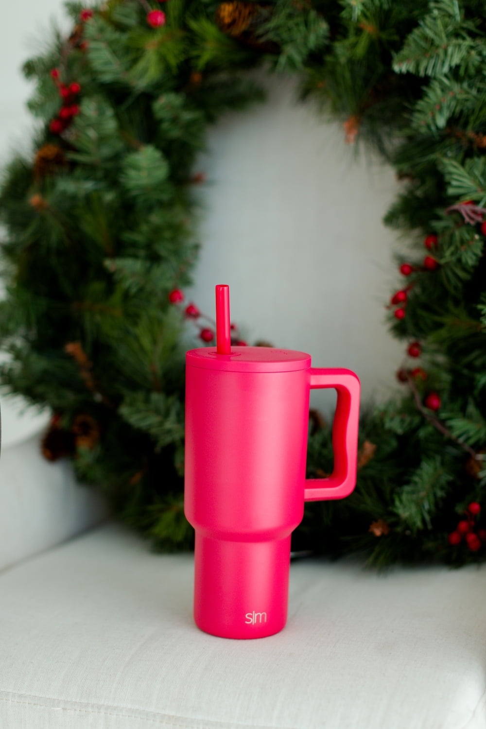Simple Modern 30 fl oz Insulated Stainless Steel Trek Tumbler with Straw Lid | Seaglass Sage and Cream Checkmate C690P