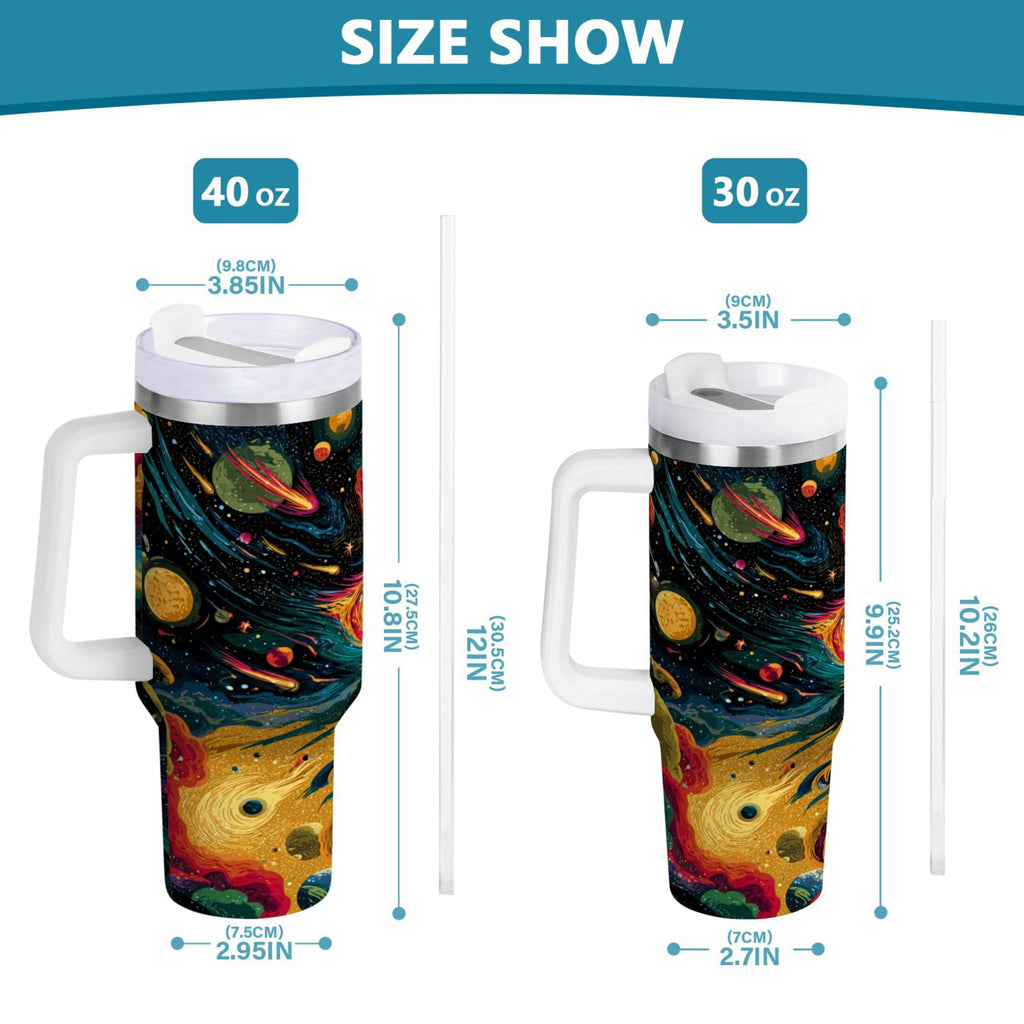 40 oz Insulated Stainless Steel Tumbler Double Wall Stainless Steel Tumbler with 2-Way Drinking Swirling Galaxy C496T