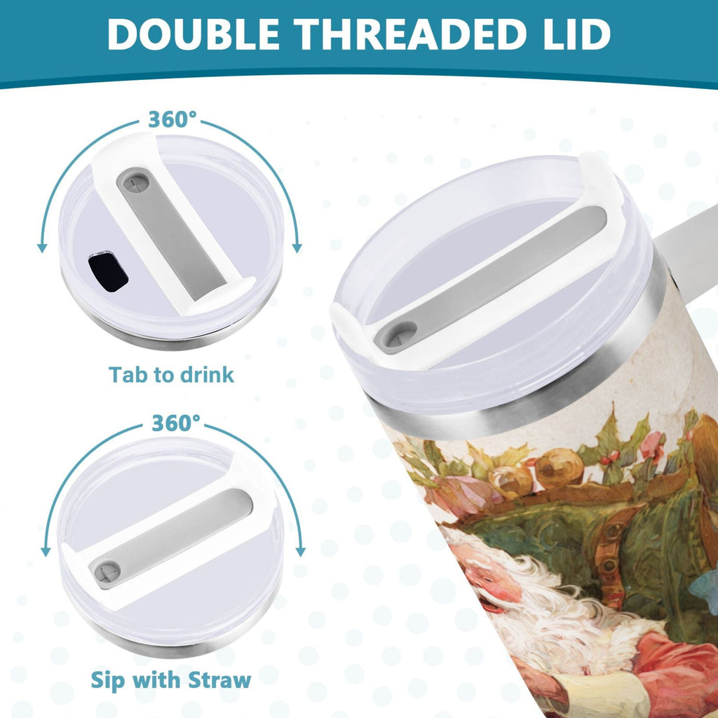 30 oz Insulated Stainless Steel Tumbler Double Wall Stainless Steel Tumbler with 2-Way Drinking Santa Claus Sitting in Chair C682L