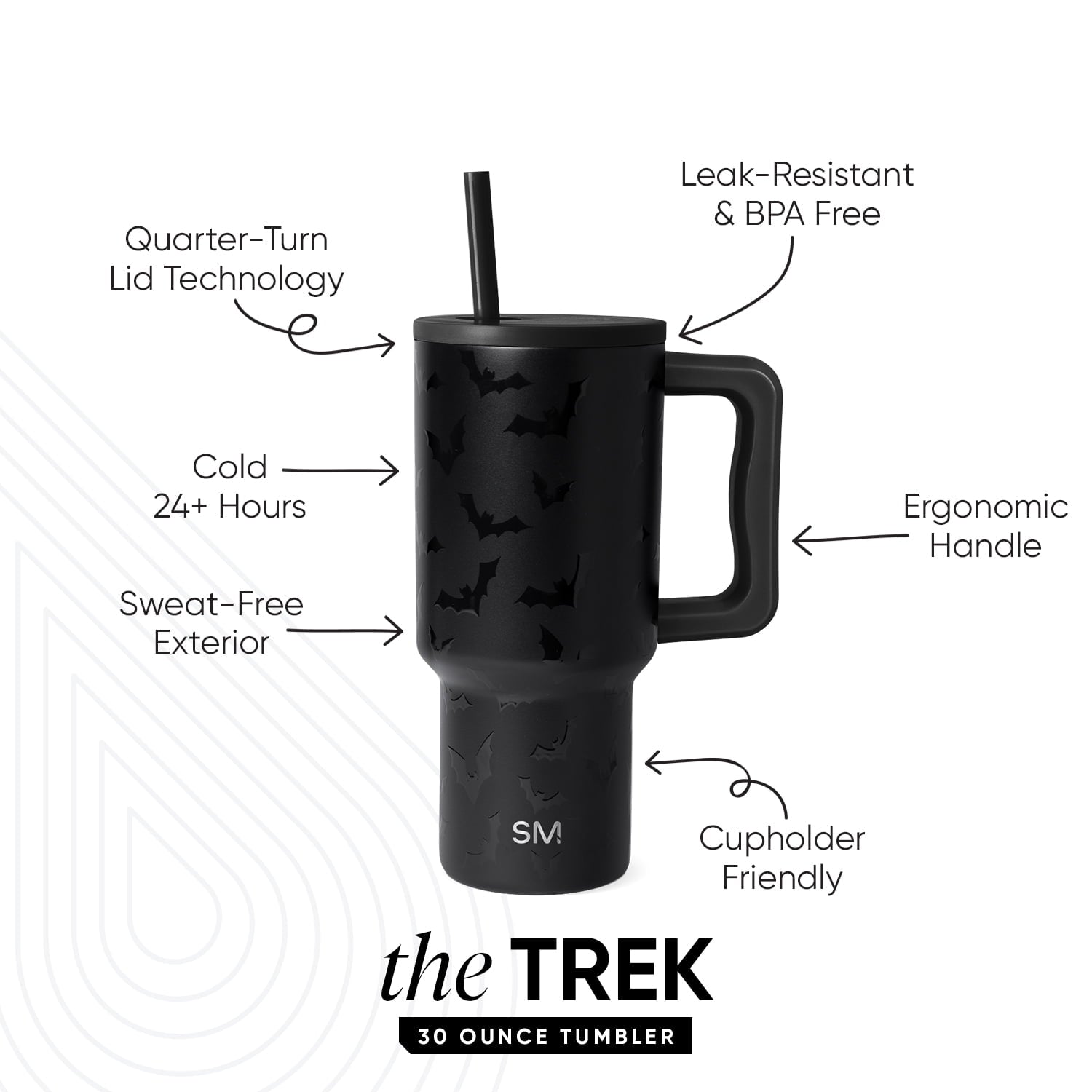 Simple Modern 30 fl oz Insulated Stainless Steel Trek Tumbler with Straw Lid | Seaglass Sage and Cream Checkmate C690P
