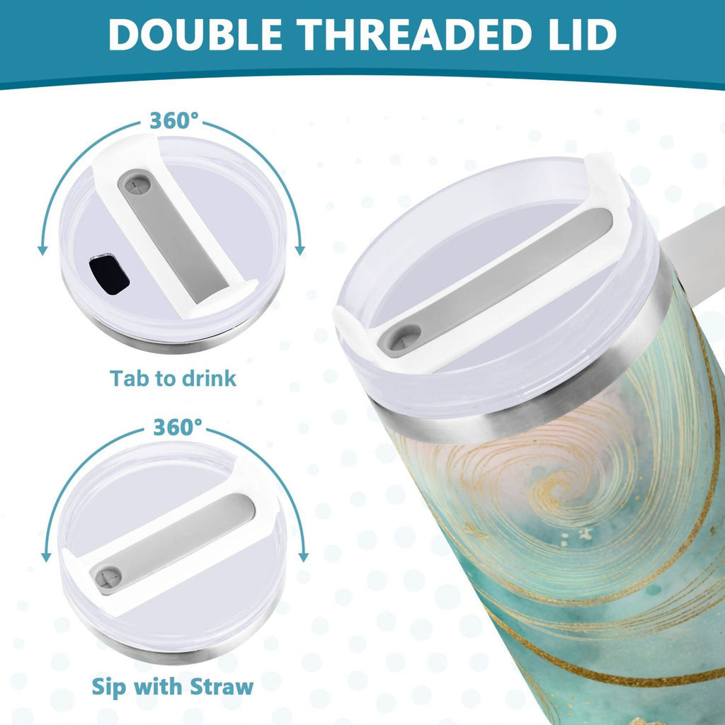 30 oz Insulated Stainless Steel Tumbler Double Wall Stainless Steel Tumbler with 2-Way Drinking Beautiful Swirling Lines C509E
