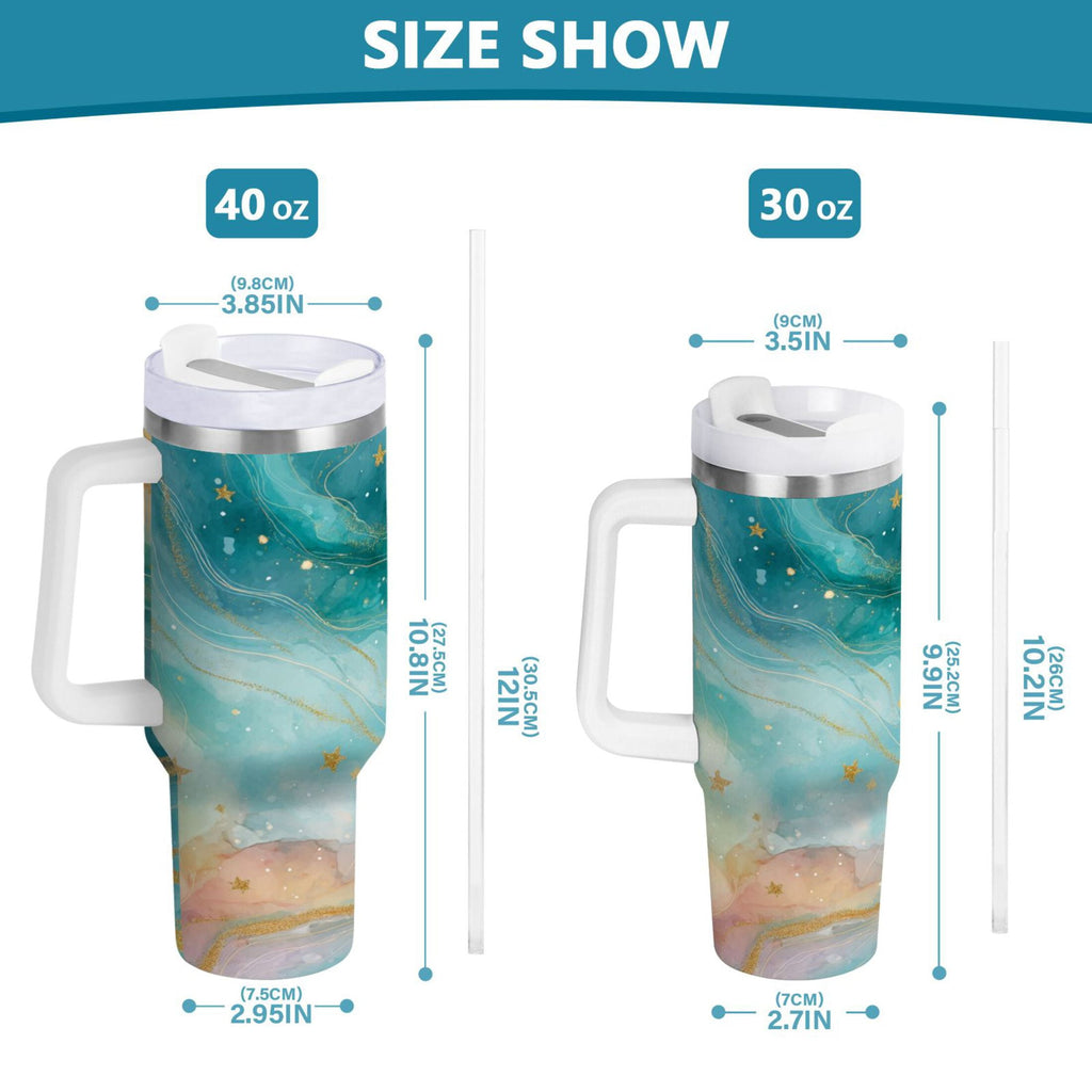 40 oz Insulated Stainless Steel Tumbler Double Wall Stainless Steel Tumbler with 2-Way Drinking Beautiful Watercolor Stars C530H